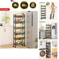 Storage Cart Slim Rolling 6 Tier Narrow Metal Organizer for Kitchen Bathroom