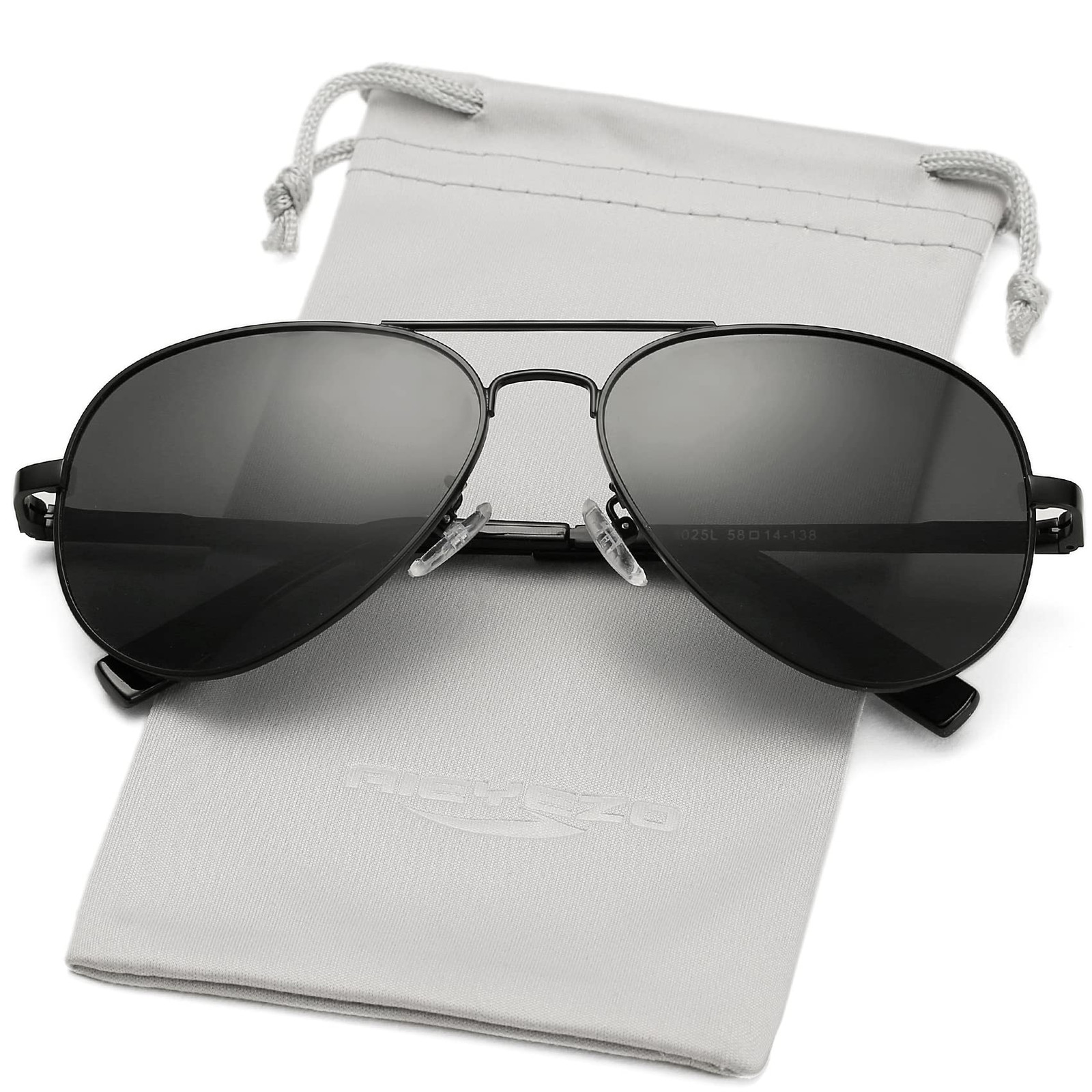 Classic Aviator Polarized Sunglasses for Men and Women with Spring Hinge Metal Frame