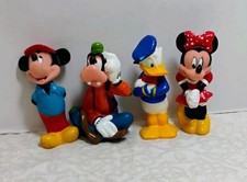 4 Vintage Disney Mickey  Minnie Mouse, Donald Duck  Goofy 6" Vinyl Figures