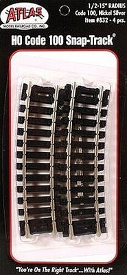 Atlas Curved Snap-Track(R) 1/2 Section 15'' Radius - HO Scale Nickel Silver