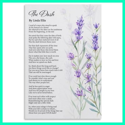 The Dash Poetry Poem Poster By Linda Ellis Poem Quote Posterstyle 16x24inch40...