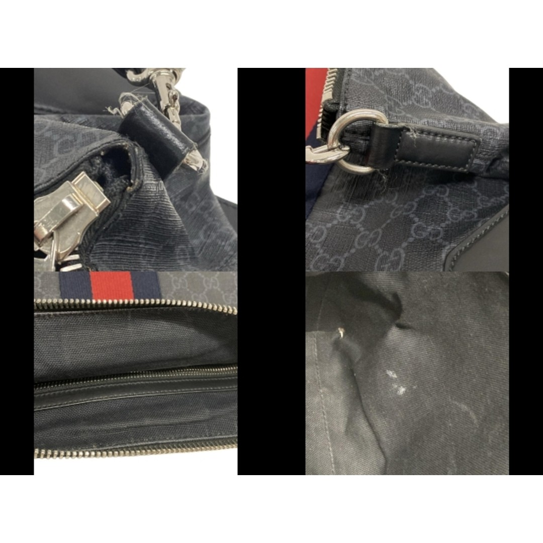 GUCCI GG Supreme Canvas Shoulder Bag Used Black/Navy 474139 thumbnail 2