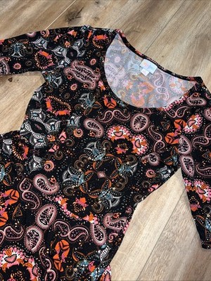 Lularoe Nicole Dress    Slinky Black Damask Paisley Small 6/8 4/6 Vintage New S