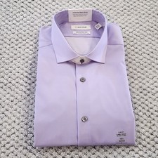 Calvin Klein Men's Infinite Non-iron Slim Fit Dress Shirt Purple L 32/33 - 16.5