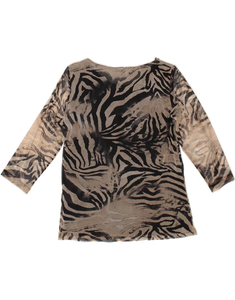 Top de mujer PERTE BY KRIZIA manga 3/4 Reino Unido 12 marrón medio estampado animal OX13 Foto 2 de 4