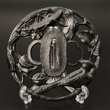 Japanese Tsuba Sword Guard Katana SY24 guard praying mantis and bird illustratio