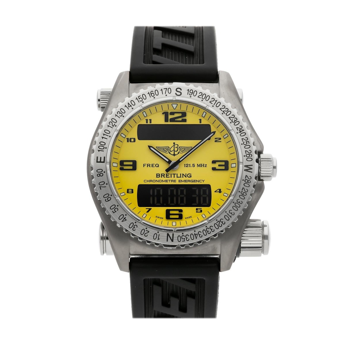 Breitling Emergency Mission Titanium Quartz 42mm Yellow Dial Watch