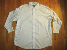 Stafford Performance Traveler Blue/Green Stripe Dress Shirt 2XL 18-34/35 New