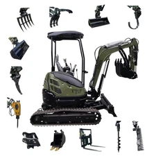 TYPHON 2.5 Ton Mini Excavator KUBOTA Diesel Engine USA w 14 attachments