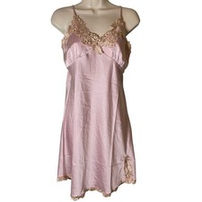 Satin Babydoll Lace Trim Chemise Nightgown Slip Dress Small Coquette Romantic