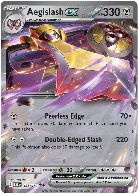 AEGISLASH EX 135/182 PARADOX RIFT POKEMON (DOUBLE RARE, NM) (FREE S&H)