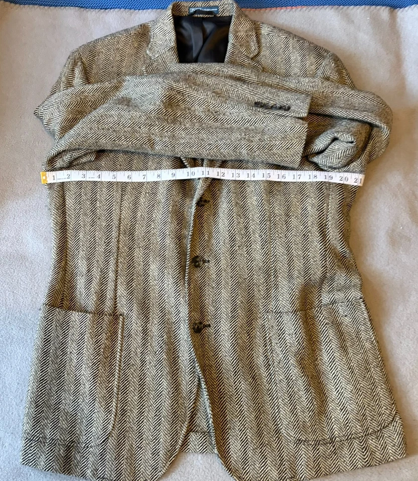 Polo Ralph Lauren Linen Silk Made in Italy Herringbone 3 Roll 2 Blazer 42R - Image 2 of 4