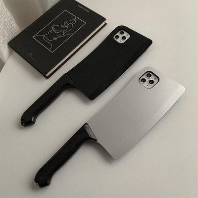 Trendy 3D Viral Funny Cleaver Shape Silicone Phone Case for iPhone 11-17 Pro Max