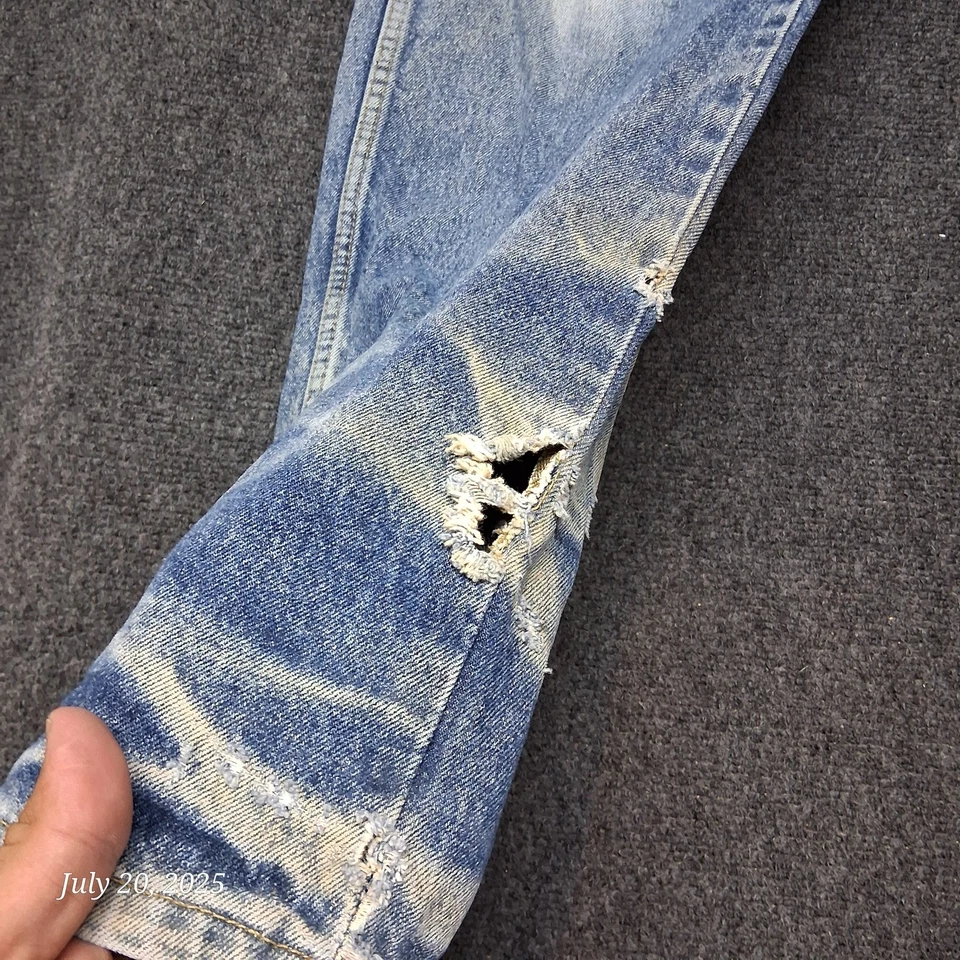 Cabelas Distressed Stone Washed Jeans Men Size 36x32 Classic Fit - Image 3 of 4