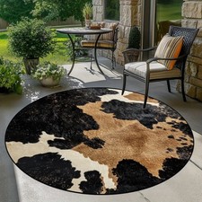 140cm 140cmModern Black and White Cowhide-like Area Mat - IndoorOutdoor Mat for