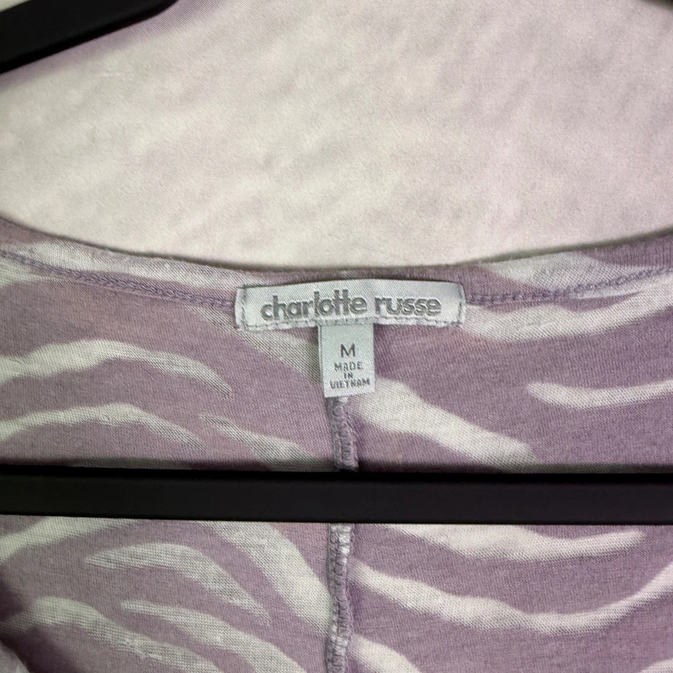 Top para mujer Charlotte Russe de colección y2k talla M púrpura estampado de cebra indie cyber rave Foto 3 de 4