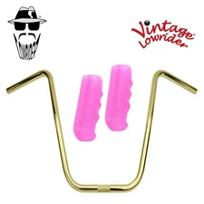 Original Lowrider 16" 22.2 D Handlebar Gold Custom 120mm Grips Sparkle/Pink