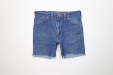 Vintage 70s Wrangler Mens 30 Distressed Frayed Denim Jean Short Shorts Blue USA