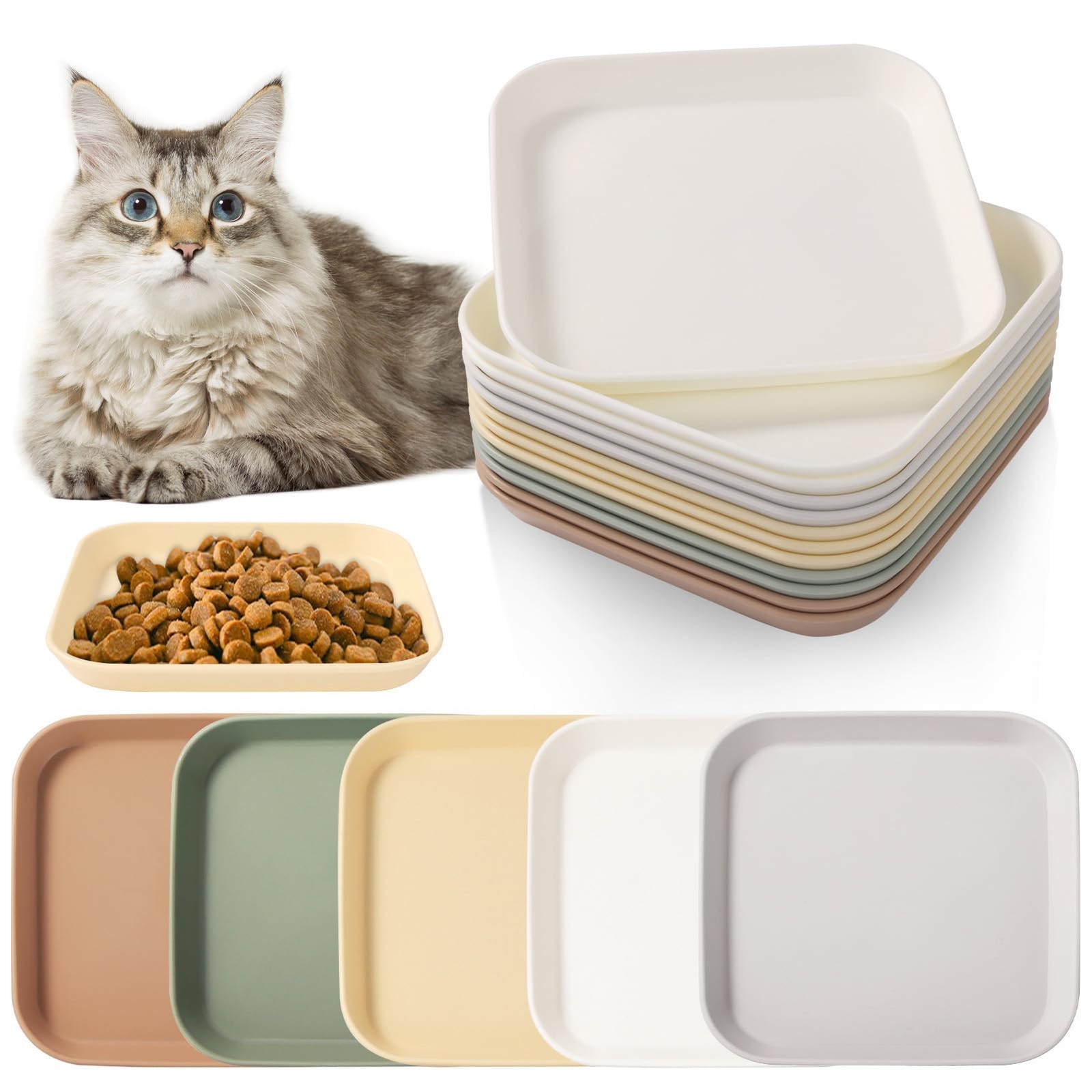 Lot de 12 gamelles carrées en inox de 250ml pour chat à large bord