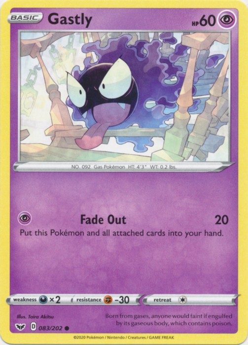 Gastly - 083/202 - Common (Near Mint) Sword & Shield Base Set - Psychic Pokémon