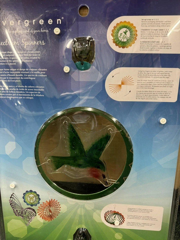 Evergreen Wind Driven 3D Spinner  Hummingbird Outdoor Yard Decor NIB - Image 3 of 3