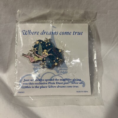 Disney TINKER BELL Where dreams come true Exclusive Pixie dust cast carded pin