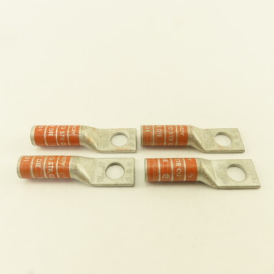 Burndy YA27 N150 3/8 Str Copper Compression Terminal Orange 1/2'' Hole Lot Of 4