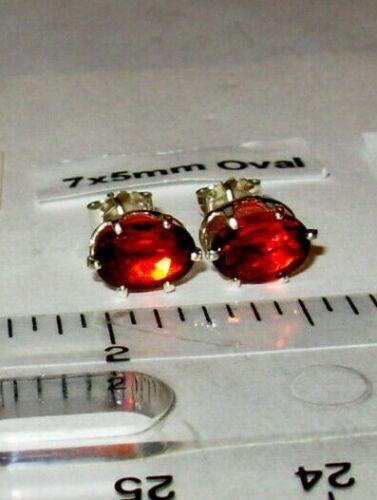 ORECCHINI GRANATO 100% NATURALE ROSSO FUOCO ESTRATTI 7x5MM GEMME! ORECCHINI MADE IN USA - Foto 2 di 4
