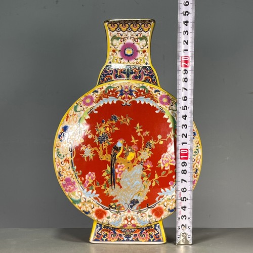 9.7" Noble china Enamel color Porcelain hand painted Magpie Plum Blossom vase - Picture 8 of 9