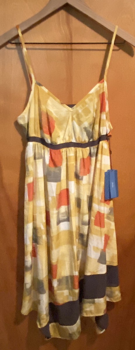 Simply Vera Wang Mustard Yellow Orange Gray Empire Dress