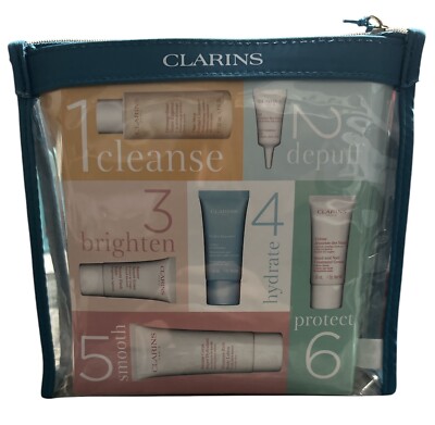 Clarins Travel Exclusive 6 Piece Moisturizing Set NIB Face Eye Body Hand Cream
