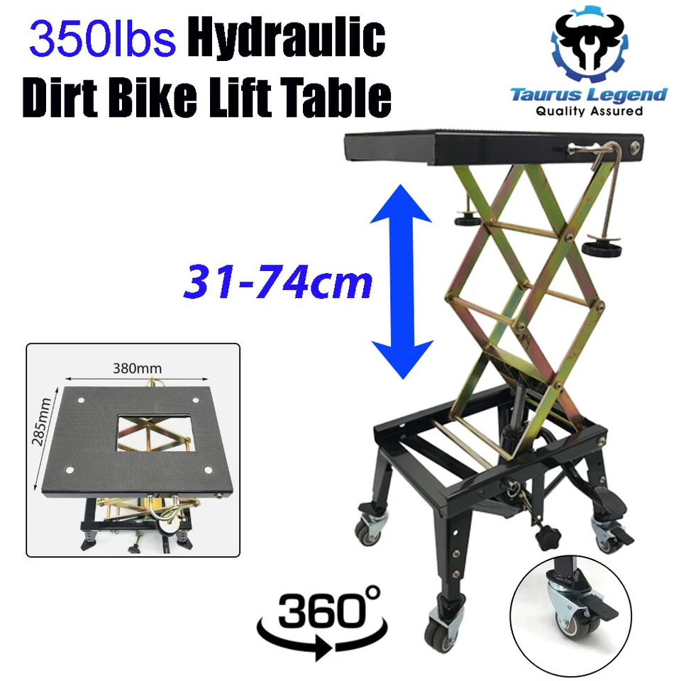 350lbs Hydraulic Motorcycle Lift Motorbike Dirt Bike Scissor Lift with Castors - image 2 of 4
