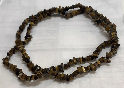 Chip Stone Necklace Brown 32  Chipped Polish Nugget Natural Long Strand