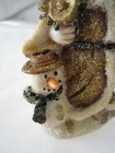5" Gold Glitter SANTA CLAUS w/ Snowman Christmas Figurine Plastic Resin Holiday  — photo 8