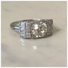 Art Deco Style 3 Ct Round Lab-Created Diamond Vintage Wedding White Gold FN Ring