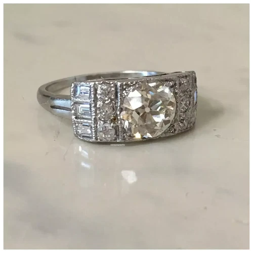 Art Deco Style 3 Ct Round Lab-Created Diamond Vintage Wedding White Gold FN Ring