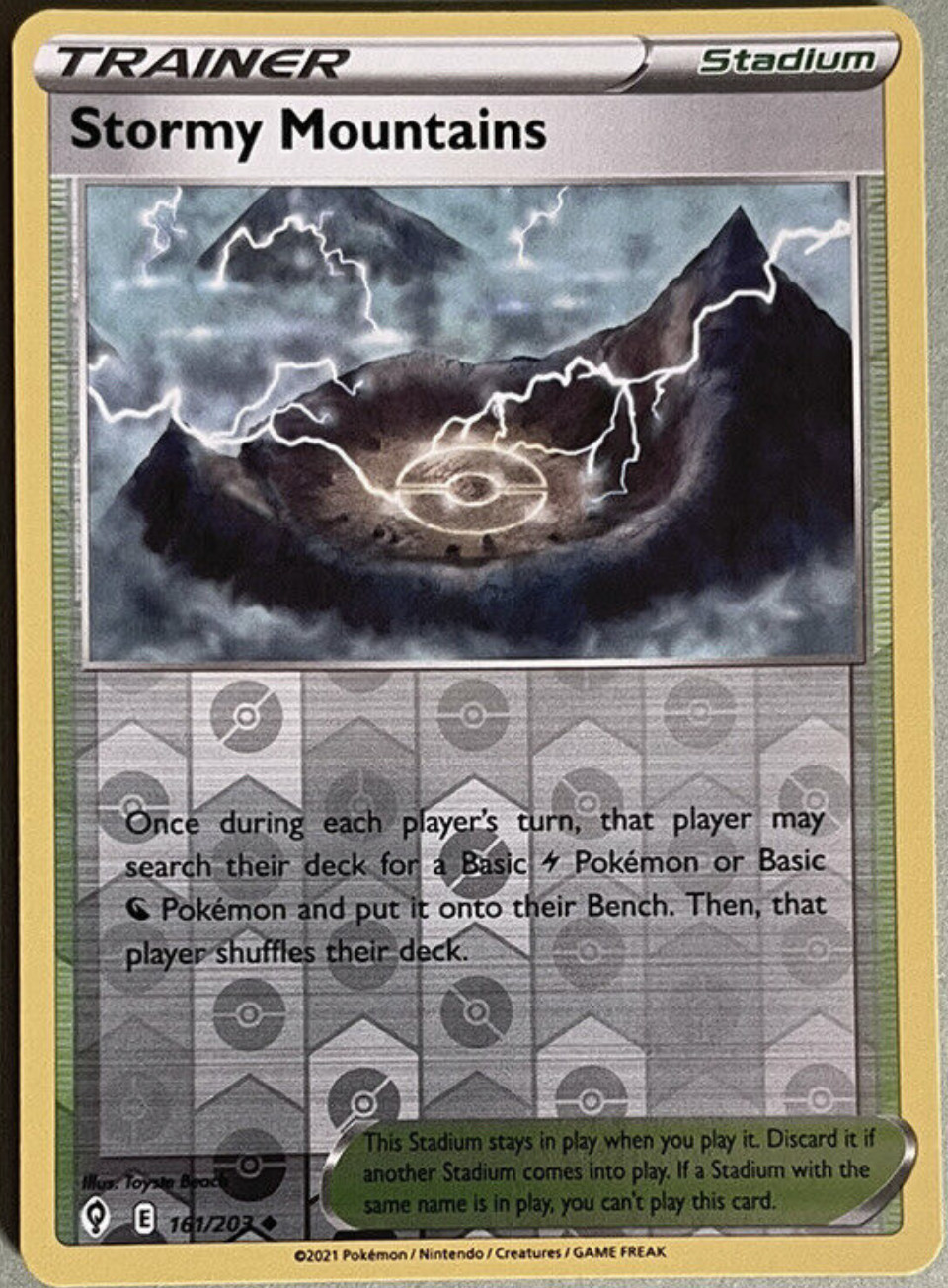 Pokemon - STORMY MOUNTAINS - 161/203 - Reverse Holo -Evolving Skies - New - NM/M
