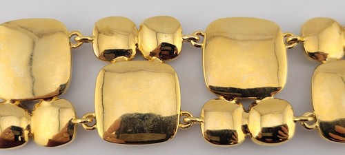 Chunky Kate Spade Cobblestone Black Cream Enamel Rhinestone Golden Bracelet 7.5" - Picture 5 of 9