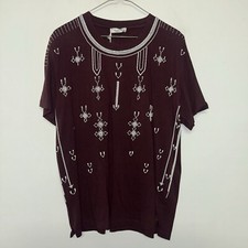 Mens Hand Beaded Valentino Designer T-shirt, Maroon, NWT, Size Med
