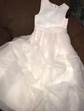 COMMUNION DRESS SIZE 6 WHITE SATIN/ROSES/ORGANZA SUPER CUTE 
