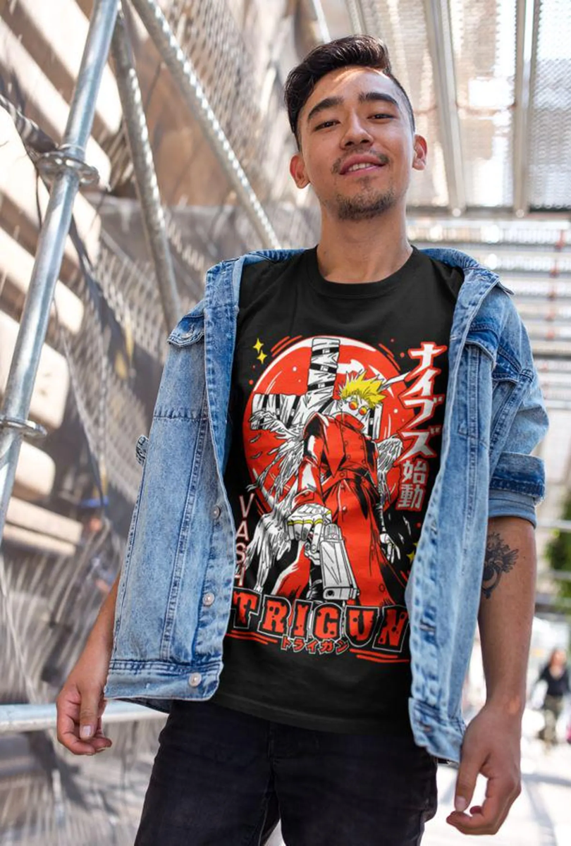 Trigun T-shirt Vash The Stampede Moon Funny COMEDY Girl Anime