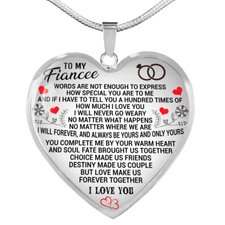 To My Fiancee Necklace Heart Pendant Luxury Gift From Fiance I Love You Together