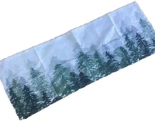 Farmhouse Forest Green Pine Tree Table Runner 38 x 14 Cotton Material