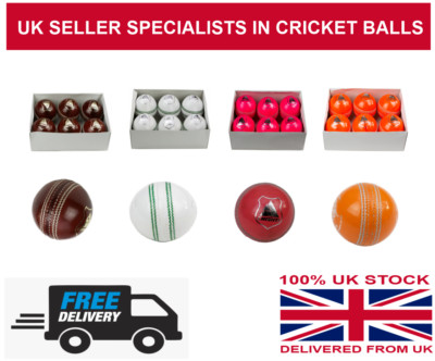 Cricketbälle rot weiß orange pink 4 Stück handgenäht Senior Herren 5,5 Unzen 