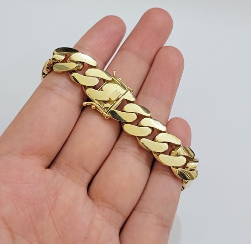 Real 10k Gold Bracelet 12mm Royal Miami Cuban Link 8 inch Men's 10kt Yellow Gold - Picture 5 of 10