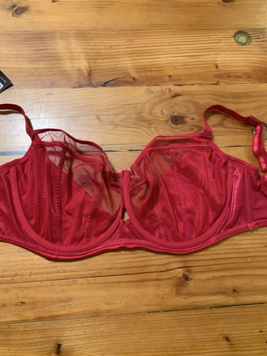 Scantilly By Curvy Kate Peek A Boo Balconette Red Size 32HH New - Picture 3 of 9