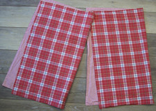 2 Pottery Barn Bed+Bath Pillow Shams~Red/White Plaid+Check~100% Cotton~Standard