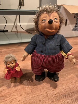 Steiff Mecki And Mucki Figurines Lot of 2 German Vintage 
