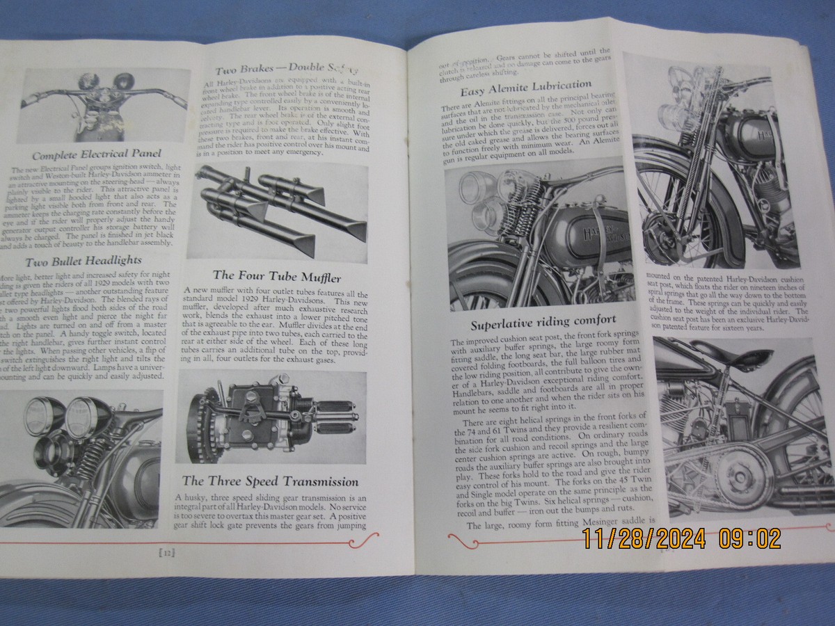 1929年 戦前 ハーレーダビッドソン カタログ 1929 Harley-Davidson Motorcycle Brochure Sales Catalog Mailer | eBay