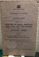 A L Hall / Union of South Africa Department of Mines Geological Survey Memoir No
